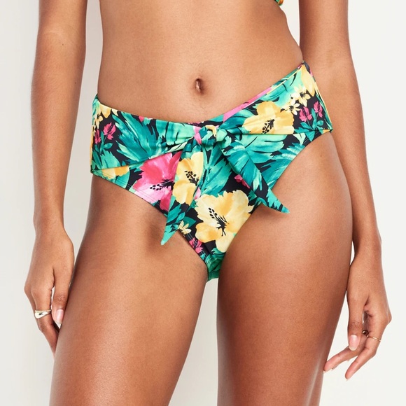 NWT OLD NAVY High-Waisted French-Cut Puckered Bikini Swim BottomsTropical Floral - Picture 2 of 9